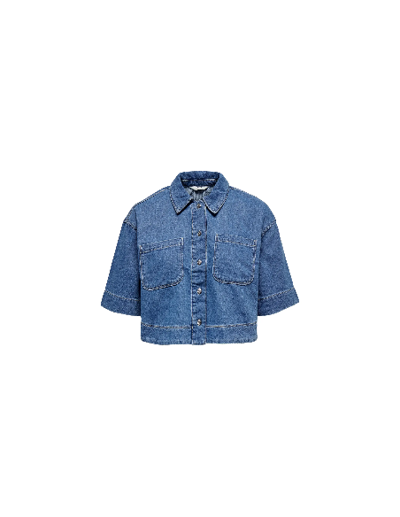 OnlCleo Crop Dnm Shirt | MedBlue