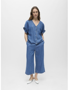ObjFrame 2/4 V-neck Top | MedBlue