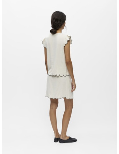 ObjSanne S/L V-neck Top | Sand