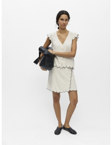 ObjSanne S/L V-neck Top | Sand