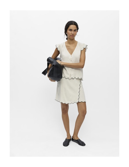 ObjSanne S/L V-neck Top | Sand