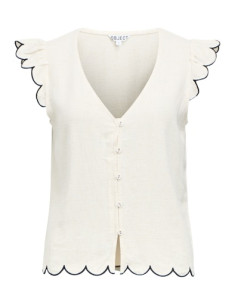 ObjSanne S/L V-neck Top | Sand