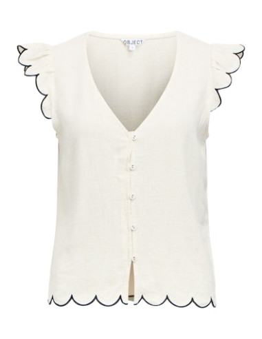 ObjSanne S/L V-neck Top | Sand