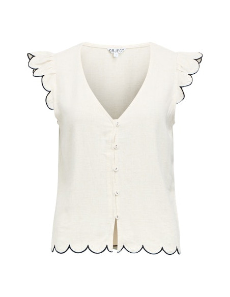 ObjSanne S/L V-neck Top | Sand