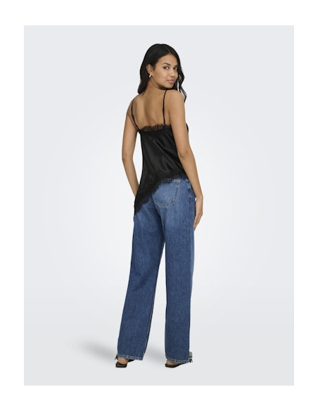 OnlBella Satin Lace Top | Black