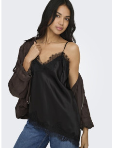 OnlBella Satin Lace Top | Black 2