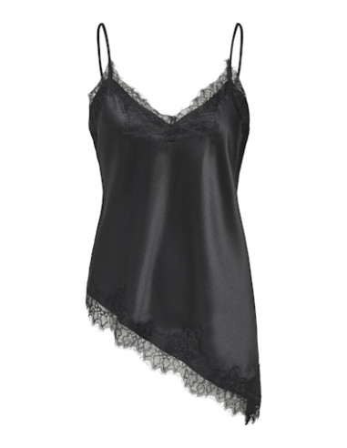 OnlBella Satin Lace Top | Black