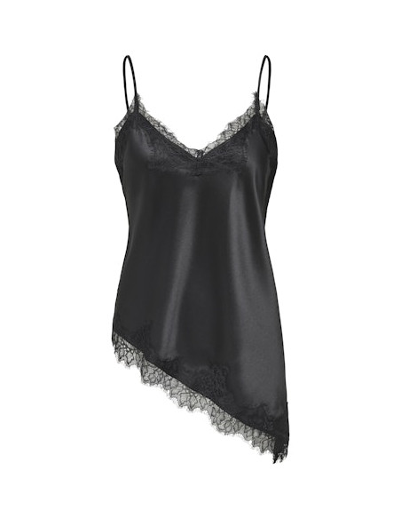 OnlBella Satin Lace Top | Black
