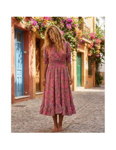Bella Paisley Long Dress | Rose