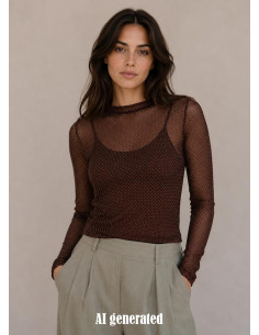 BcJessi Mesh Blouse | Coffee
