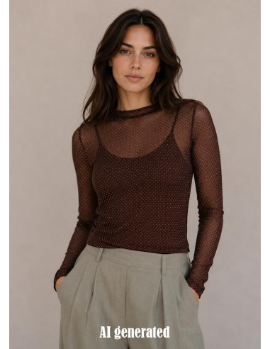 BcJessi Mesh Blouse | Coffee