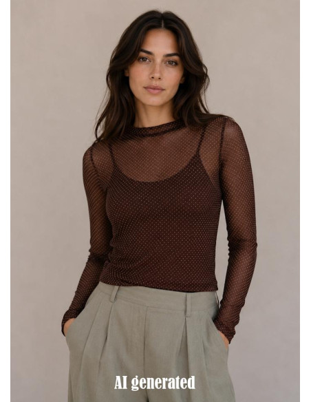 BcJessi Mesh Blouse | Coffee