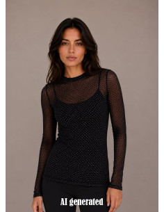 BcJessi Mesh Blouse | Black