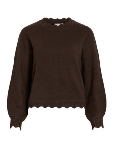 VINikolina O-Neck L/S Knit Top | Coffee