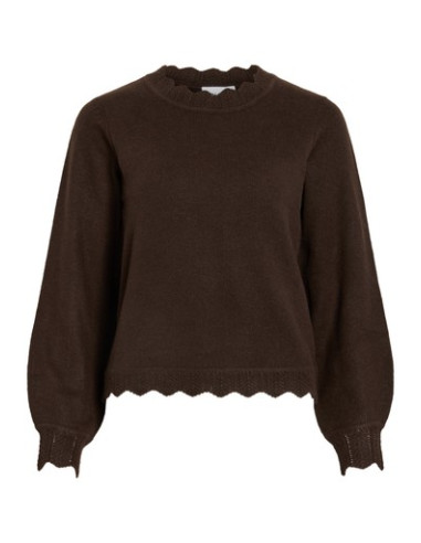 VINikolina O-Neck L/S Knit Top | Coffee