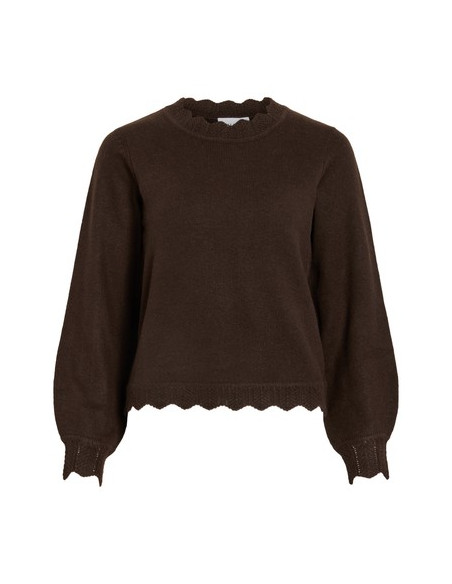 VINikolina O-Neck L/S Knit Top | Coffee