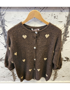 Small Heart Cardigan | Chocolate