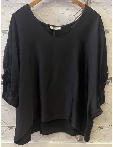 Jade Glossy v-neck | Black